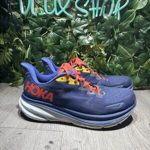 Hoka One One Clifton 9 Road Running Shoes Mens Size 12 D Blue Red 1127895 BBDGB